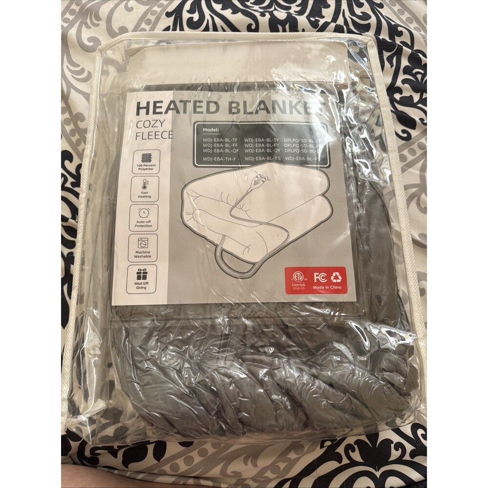 Electric Heated Blanket Full Size Gray NEW 4 Heat Settings 72”x84”